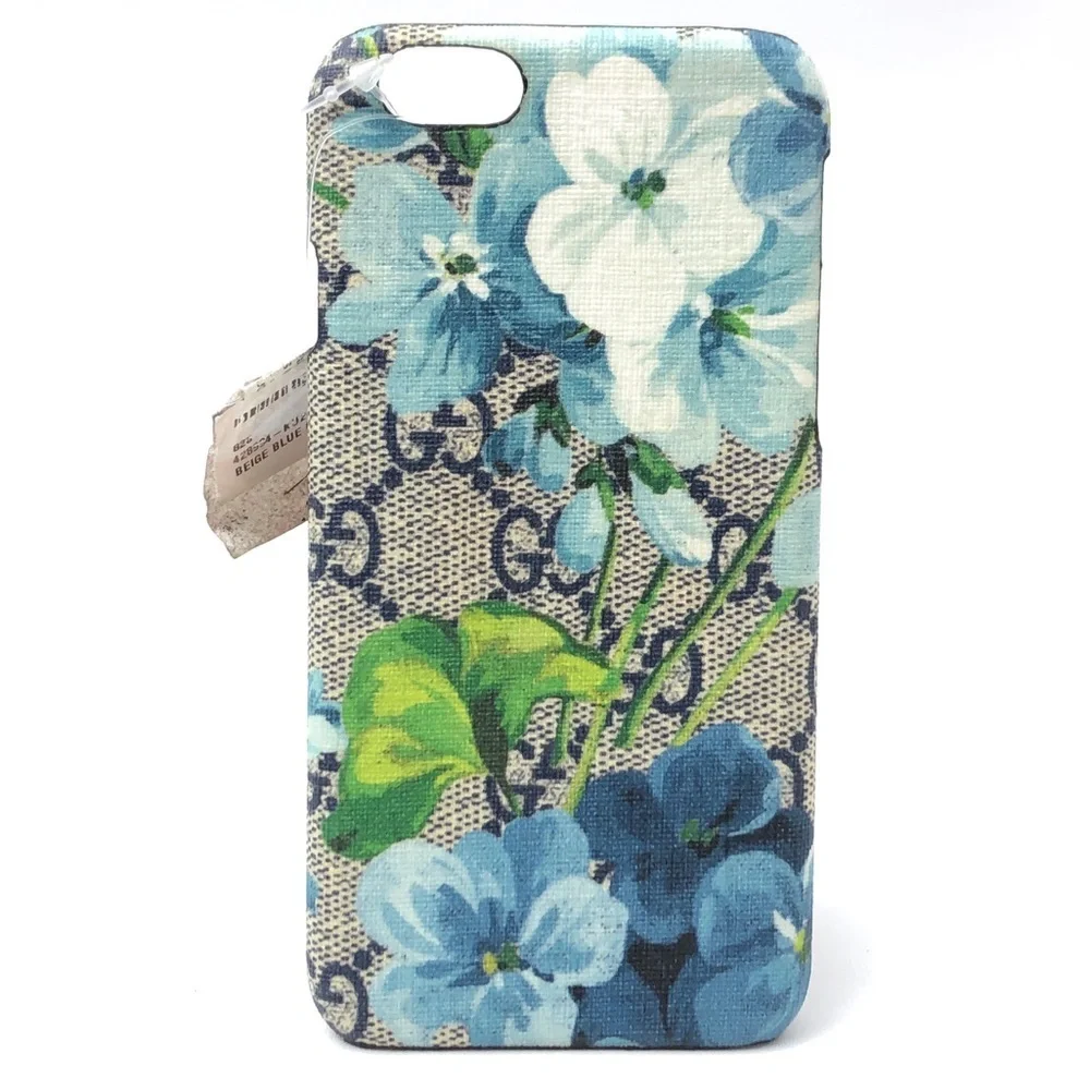 GUCCI Beige Blue Floral GG Monogram Logo Apple IPhone6 Phone Case NEW